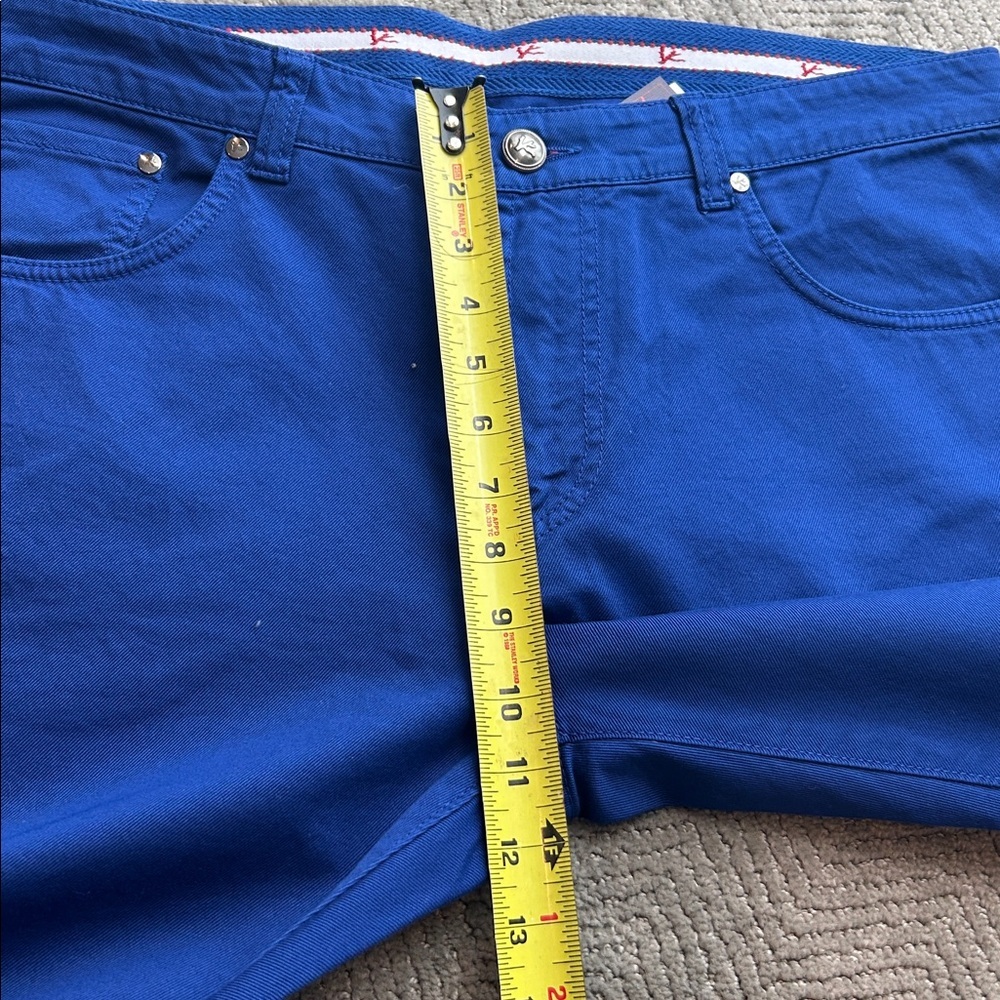 Isaia Napoli Slim Straight Fit Royal Blue Twill Cotton Jeans Eu 54 R - Picture 7 of 9